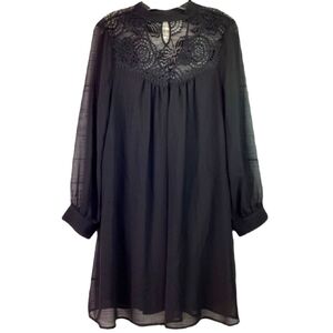 A.U.W. BLACK MIDI‎ DRESS SIZE M LACE SHEER NEW